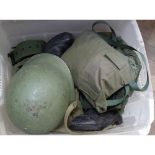 A quantity of various military items including head wear,