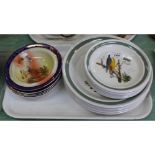 Portmeirion birds and Britain plates plus Victoria china desert scenes soup bowls