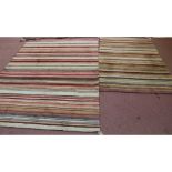 Two multi stripe wool rugs