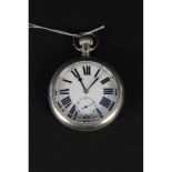 A large silver plated pocket watch