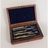 A mahogany cased drawing set