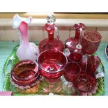 Various items of cranberry and other red glass