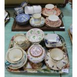 Royal Worcester and other 19th Century tea wares plus a fluted tea bowl (two trays)