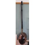 A Victorian copper warming pan plus an oak barometer