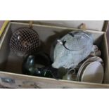 A pigskin case containing fish tureen,