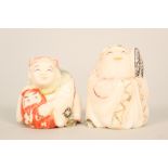 Two Japanese ivory netsukes of squat figures