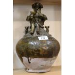 An unusual pottery flagon,