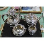 A Dixon & Son Victorian silver plated four piece tea and coffee set with ornate floral decoration