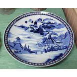 A 19th Century Japanese blue and white landscape charger,