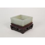 A Chinese jade square bowl,