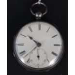 A silver pocket watch with sub seconds dial,