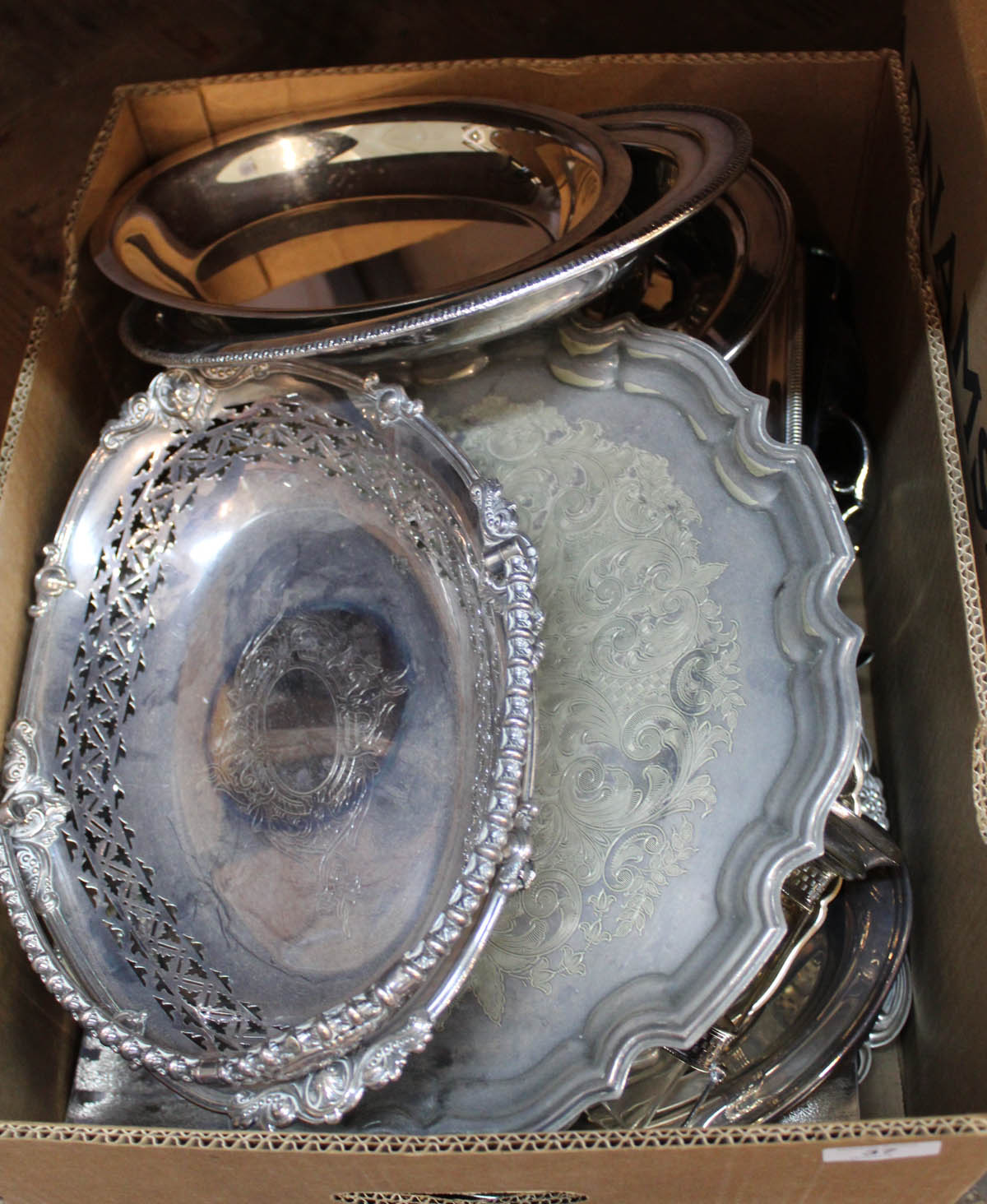Items of silver plate including basket,