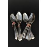 Twelve Georgian silver spoons, various makers,