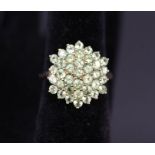 A 9ct gold green stone set cluster ring,