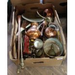 Various brass and copper ware plus sundries