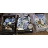 Three boxes of china including figurines