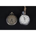 A Smiths Yachting Timer steel cased pocket watch plus a white metal cased Fides pocket watch with