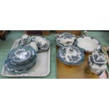 An Enoch Wedgwood green floral part tea and dinner set (two trays)