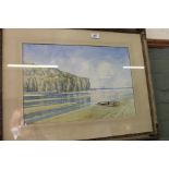 James Greig watercolour, St Agnes sea view,