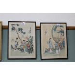 A pair of Chinese watercolours of ladies at leisure,