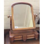 A Victorian mahogany swing toilet mirror with two drawers