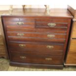 An Edwardian mahogany chest of two short and three long drawers with brass handles