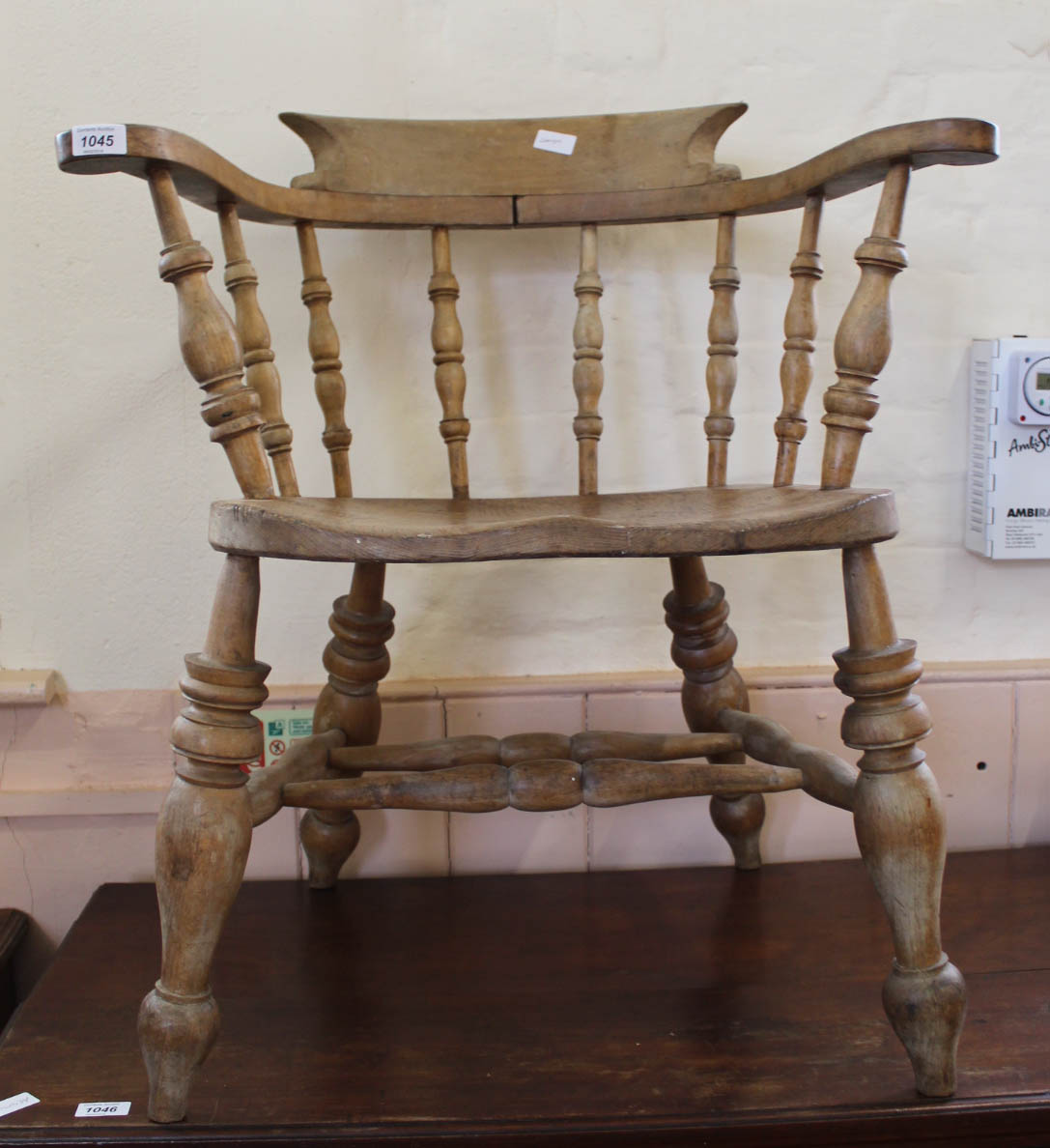 A beech and elm Victorian Captain's chair