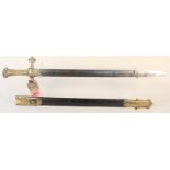 A British 1856 MkI drummers/band sword with brass mounted leather scabbard