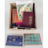 Various cased coin sets including GB, Lundy Island,