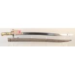 A French model 1866 brass hilted sabre bayonet with scabbard (Dutch manufacture?)