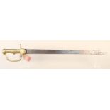 A British 2nd model Baker sword bayonet c1810 with brass hilt and blade marked 'Gill' (no scabbard)