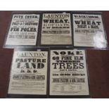Auction sale posters, Jonas Paxton & Geo Castle, Launton wheat 1869, Noke elm timer trees 1868,