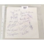 A Little Chef napkin signed by Bobby Robson plus other footballers