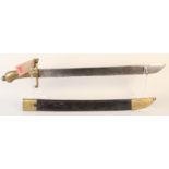 A German mid 19th Century Infantry hanger/short sword with brass mounted scabbard,