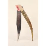 A Spanish early 19th Century Navaja folding knife, when opened approx 20 1/2" in length,