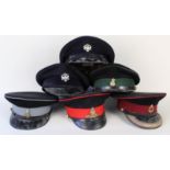 A box of six various British Service dress caps,