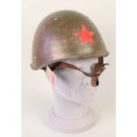 A Russian post war steel helmet with liner