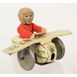 A Schuco clockwork Spirit of St Louis plane with pilot