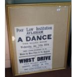 A 1924 Poor Law Institution Aylsham Dance poster