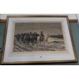 A military print of Napoleon on retreat from Battle of Laon,