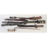 Eight various bayonets, most with scabbards including LIA3, Fal and Austrian model 1895 N.C.