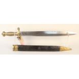 A French model 1831 Infantry sword/hanger with brass mounted leather scabbard