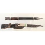 A German Third Reich era 1884/98 knife bayonet with scabbard and leather frog