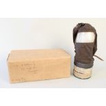 A rare WWII era dogs gas mask in original box and makers label, Howes Patent Gas Masks (Patents No.