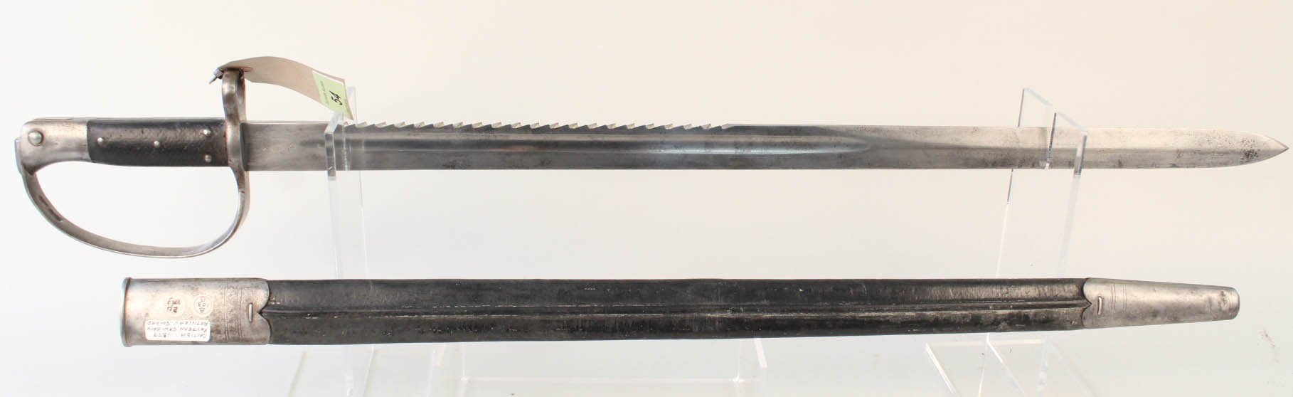 A British model 1879 sawback Artillery sword bayonet with scabbard,