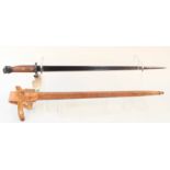 A Dutch model 1895 sword bayonet with leather scabbard