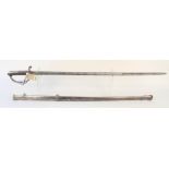 A British 1821 model Artillery Officers sword and scabbard,