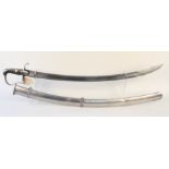 A British 1796 patt Light Cavalry Troopers sword and scabbard (scabbard mouth as found)