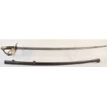 A French 1822 patt heavy Cavalry sabre (dated 1829) with scabbard