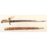 A U.S.A. model 1870 (Remington) Naval bayonet with leather scabbard, N.B.